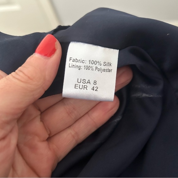 Juliette Longuet 100% silk navy blouse L - Picture 5 of 5